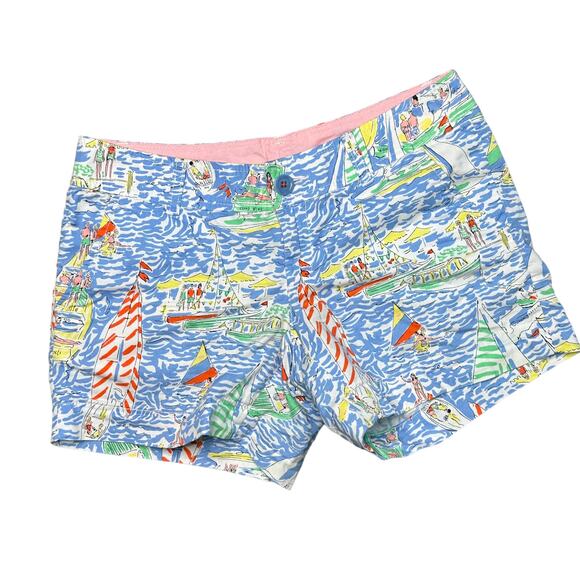 LILLY PULITZER Womens 2 Blue Get Nauti Low Rise Classic Print Callahan Shorts - Picture 3 of 8